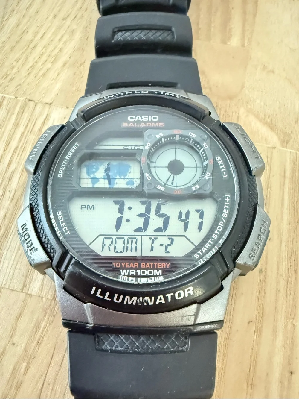 Casio AE-1000W black digital watch NEW BATTERY